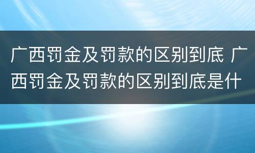 广西罚金及罚款的区别到底 广西罚金及罚款的区别到底是什么?