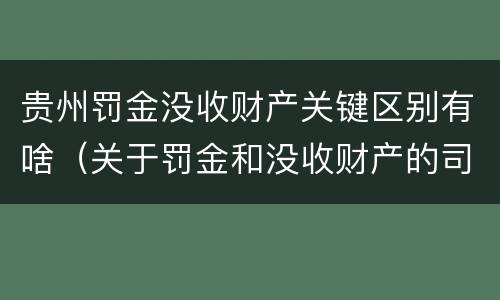 贵州罚金没收财产关键区别有啥（关于罚金和没收财产的司法解释）