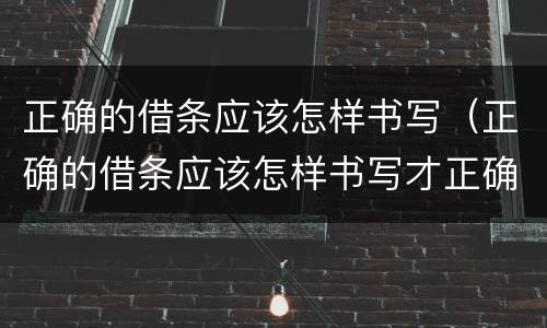 正确的借条应该怎样书写（正确的借条应该怎样书写才正确）