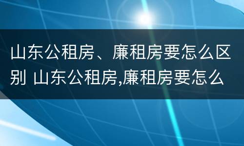 山东公租房、廉租房要怎么区别 山东公租房,廉租房要怎么区别的