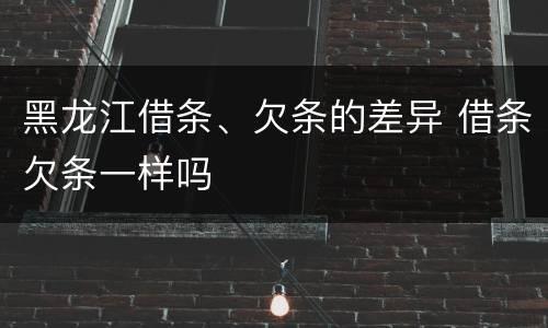 黑龙江借条、欠条的差异 借条欠条一样吗