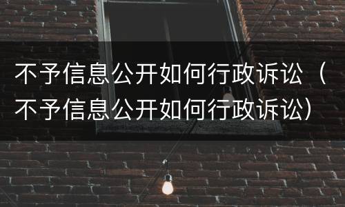 不予信息公开如何行政诉讼（不予信息公开如何行政诉讼）