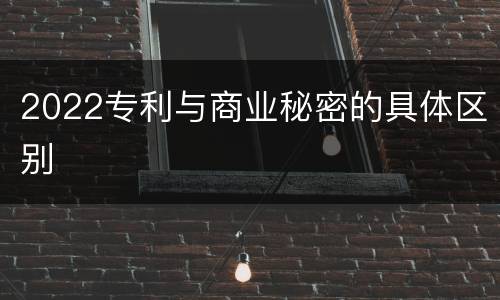 2022专利与商业秘密的具体区别