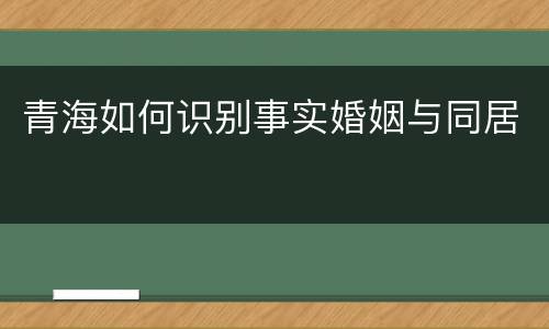 青海如何识别事实婚姻与同居