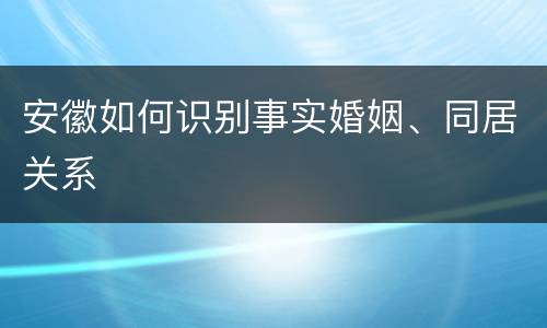 安徽如何识别事实婚姻、同居关系