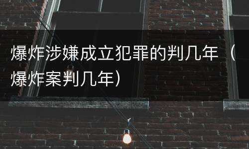 爆炸涉嫌成立犯罪的判几年（爆炸案判几年）