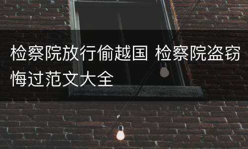 检察院放行偷越国 检察院盗窃悔过范文大全