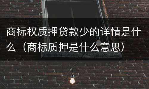 商标权质押贷款少的详情是什么（商标质押是什么意思）