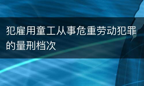 犯雇用童工从事危重劳动犯罪的量刑档次