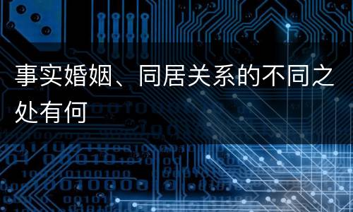 事实婚姻、同居关系的不同之处有何