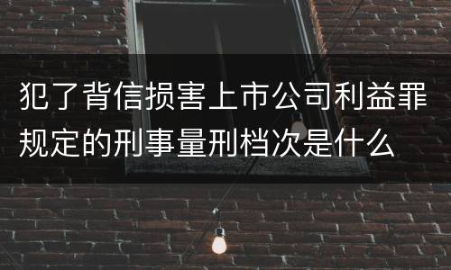 犯了背信损害上市公司利益罪规定的刑事量刑档次是什么