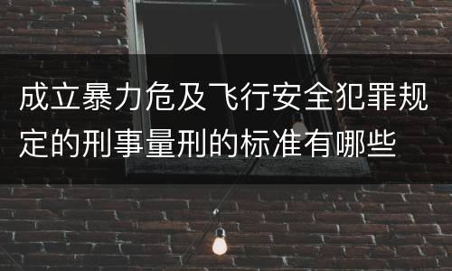 成立暴力危及飞行安全犯罪规定的刑事量刑的标准有哪些