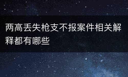 两高丢失枪支不报案件相关解释都有哪些