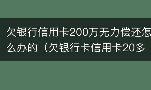 欠银行信用卡200万无力偿还怎么办的（欠银行卡信用卡20多万无力偿还）