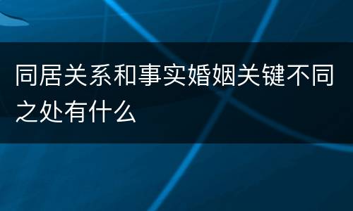 同居关系和事实婚姻关键不同之处有什么