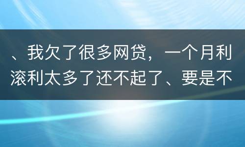 、我欠了很多网贷，一个月利滚利太多了还不起了、要是不还会有什么后果