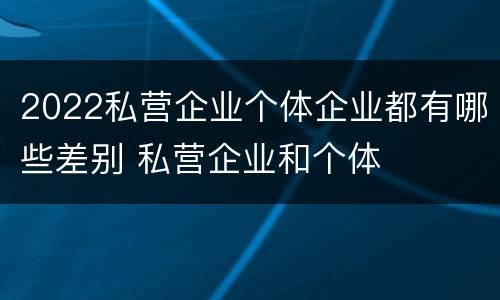 2022私营企业个体企业都有哪些差别 私营企业和个体