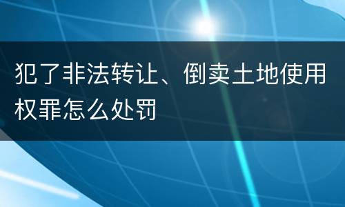 犯了非法转让、倒卖土地使用权罪怎么处罚