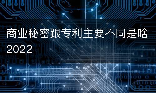 商业秘密跟专利主要不同是啥2022