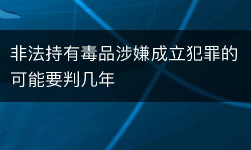 非法持有毒品涉嫌成立犯罪的可能要判几年