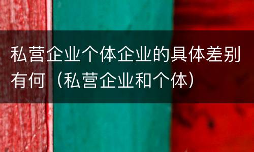 私营企业个体企业的具体差别有何（私营企业和个体）