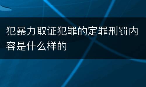 犯暴力取证犯罪的定罪刑罚内容是什么样的