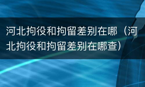 河北拘役和拘留差别在哪（河北拘役和拘留差别在哪查）