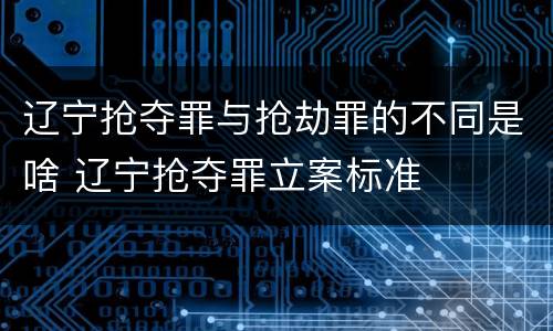 辽宁抢夺罪与抢劫罪的不同是啥 辽宁抢夺罪立案标准