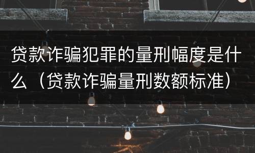 贷款诈骗犯罪的量刑幅度是什么（贷款诈骗量刑数额标准）