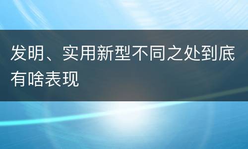 发明、实用新型不同之处到底有啥表现