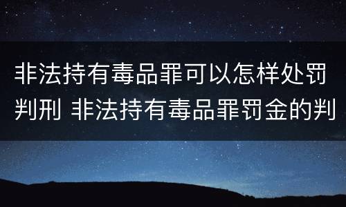 非法持有毒品罪可以怎样处罚判刑 非法持有毒品罪罚金的判定