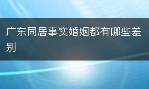 广东同居事实婚姻都有哪些差别