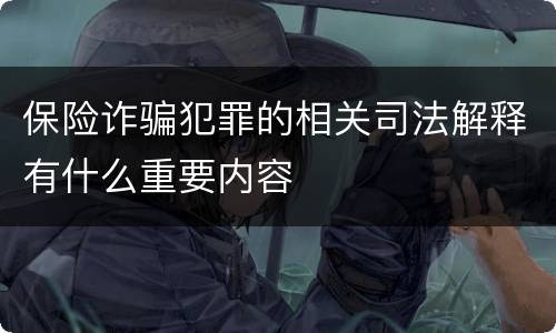 保险诈骗犯罪的相关司法解释有什么重要内容