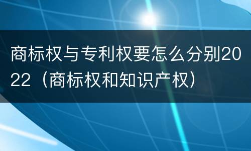 商标权与专利权要怎么分别2022（商标权和知识产权）