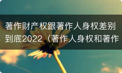 著作财产权跟著作人身权差别到底2022（著作人身权和著作财产权的保护期限）