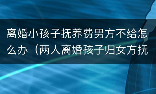 离婚小孩子抚养费男方不给怎么办（两人离婚孩子归女方抚养,男方不给抚养费怎么说）