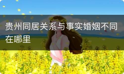 贵州同居关系与事实婚姻不同在哪里