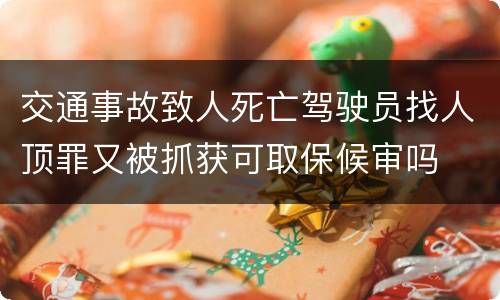 交通事故致人死亡驾驶员找人顶罪又被抓获可取保候审吗