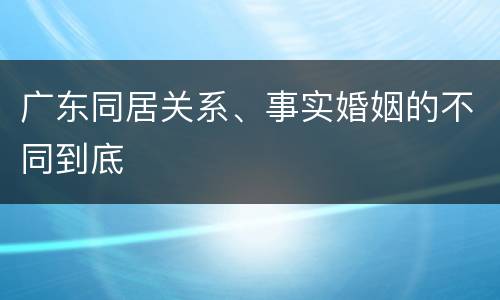 广东同居关系、事实婚姻的不同到底