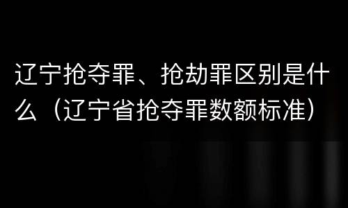 辽宁抢夺罪、抢劫罪区别是什么（辽宁省抢夺罪数额标准）