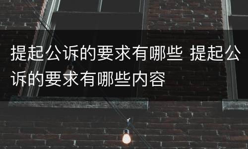 提起公诉的要求有哪些 提起公诉的要求有哪些内容