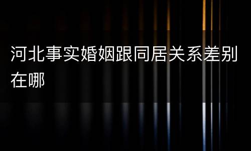 河北事实婚姻跟同居关系差别在哪