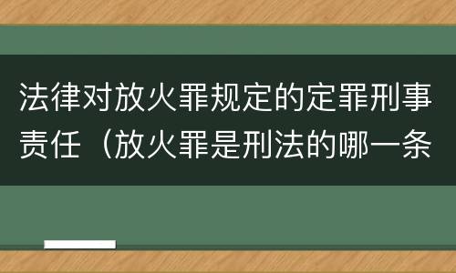 法律对放火罪规定的定罪刑事责任（放火罪是刑法的哪一条）