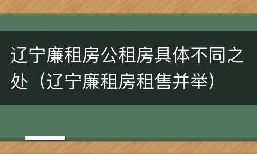 辽宁廉租房公租房具体不同之处（辽宁廉租房租售并举）