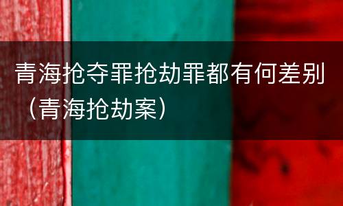 青海抢夺罪抢劫罪都有何差别（青海抢劫案）