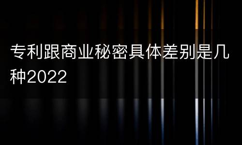 专利跟商业秘密具体差别是几种2022