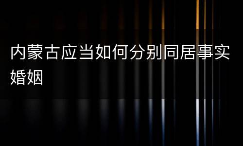 内蒙古应当如何分别同居事实婚姻