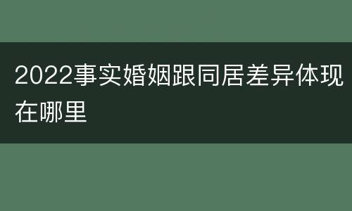 2022事实婚姻跟同居差异体现在哪里