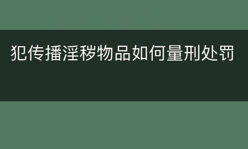 犯传播淫秽物品如何量刑处罚