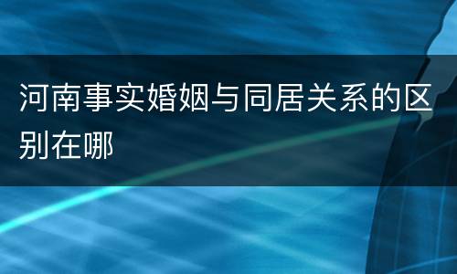 河南事实婚姻与同居关系的区别在哪